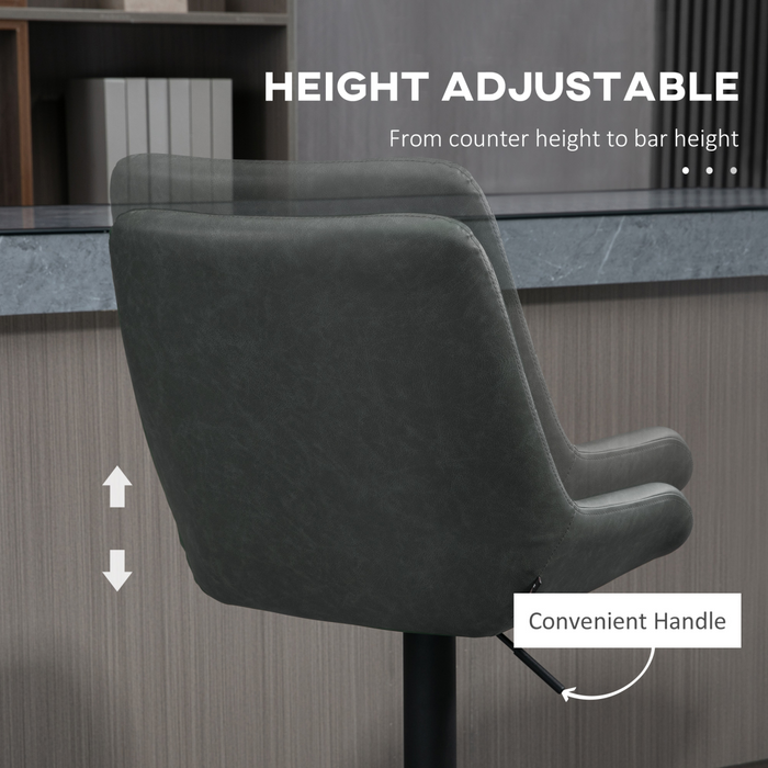 Adjustable Bar Stools Set – Swivel PU Leather with Footrest - Samanta Factory