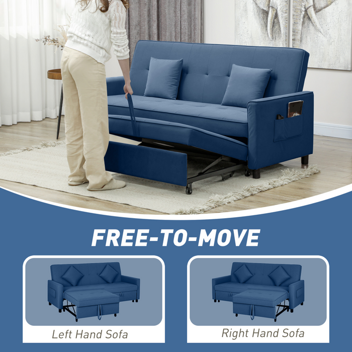 Convertible Velvet Sofa Bed – 3-Position Reclining with Pillows - Samanta Factory