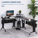 L-Shaped Corner Desk – Space-Saving Design with Keyboard Tray & Removable CPU Holder - Samanta Factory