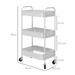 3-Tier Steel Storage Trolley – White Rolling Kitchen Cart with Baskets & Wheel - Samanta Factory