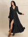 Woman wearing a ruched buttoned midi dress made of lightweight viscose, no-stretch fit