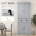 Tall Grey Storage Cabinet – 2-Door Cupboard with Drawer & Adjustable Shelves - Samanta Factory