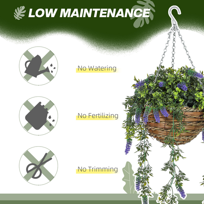 Artificial Lavender Hanging Basket – Realistic UV-Protected Faux Flowers for Indoor & Outdoor Decor - Samanta Factory