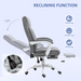 Vinsetto Grey Office Chair – 155° Reclining Fabric Desk Chair with Footrest & Height Adjustment - Samanta Factory