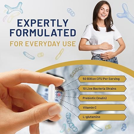 Probiotic Supplement – 50 Billion CFU & 10-Strain Complex with Prebiotic Inulin - Samanta Factory