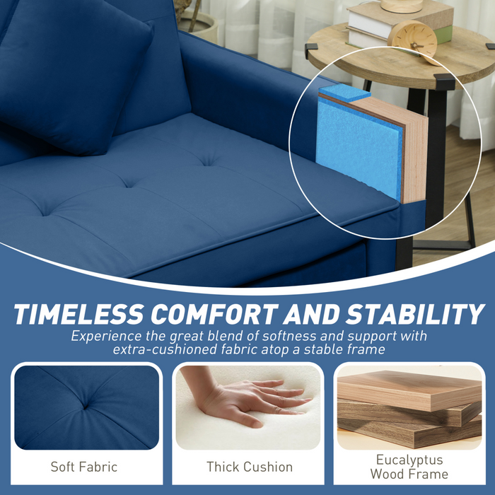 Convertible Velvet Sofa Bed – 3-Position Reclining with Pillows - Samanta Factory