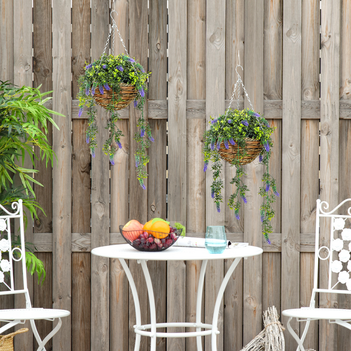 Artificial Lavender Hanging Basket – Realistic UV-Protected Faux Flowers for Indoor & Outdoor Decor - Samanta Factory
