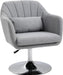 Retro Linen Swivel Tub Chair – Adjustable 360° Accent Seat with Steel Frame & Cushion (Light Grey) - Samanta Factory