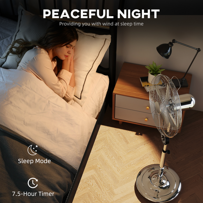 Metal Pedestal Fan – Oscillating Cooling with Adjustable Height & Timer - Samanta Factory