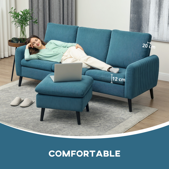 3-Seater Corduroy Sofa – Modular Chaise Lounge with Adjustable Legs & Plush Foam Comfort - Samanta Factory