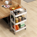 3-Tier Steel Storage Trolley – White Rolling Kitchen Cart with Baskets & Wheel - Samanta Factory