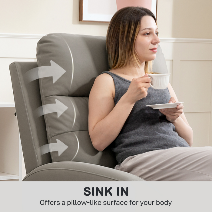Grey Recliner Armchair – Manual 145° Reclining Chair with Footrest & Overstuffed Cushioning - Samanta Factory