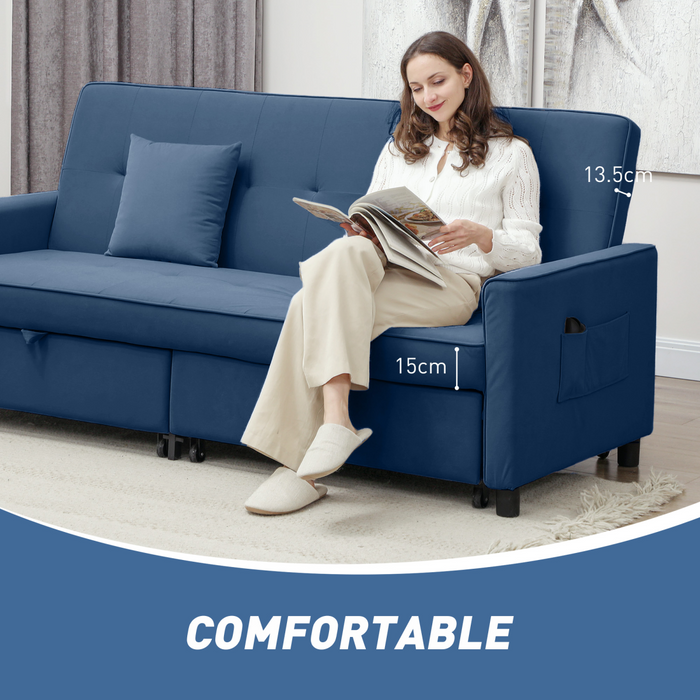 Convertible Velvet Sofa Bed – 3-Position Reclining with Pillows - Samanta Factory
