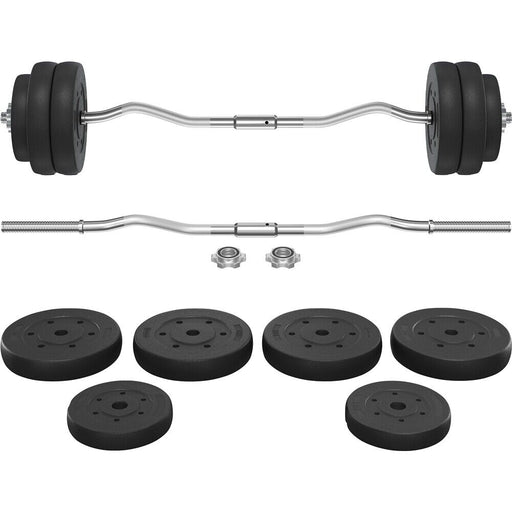 Ergonomic curl bar weightlifting set with adjustable plates and star locks – compact home gym equipment