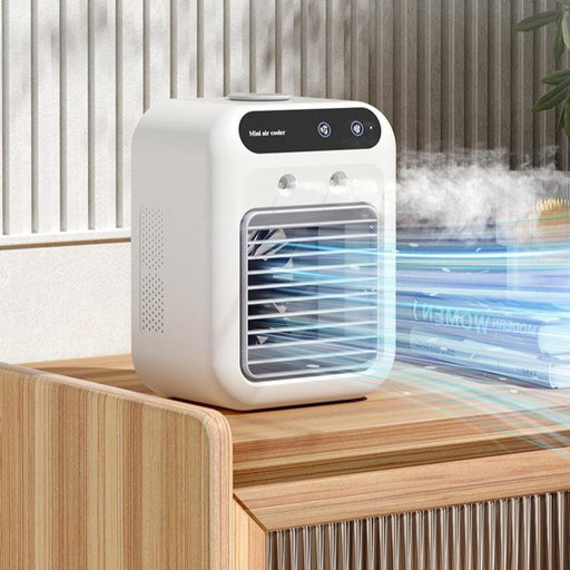 Portable USB atomizing air cooler fan – compact mini air conditioner with touchscreen and ice water cooling

