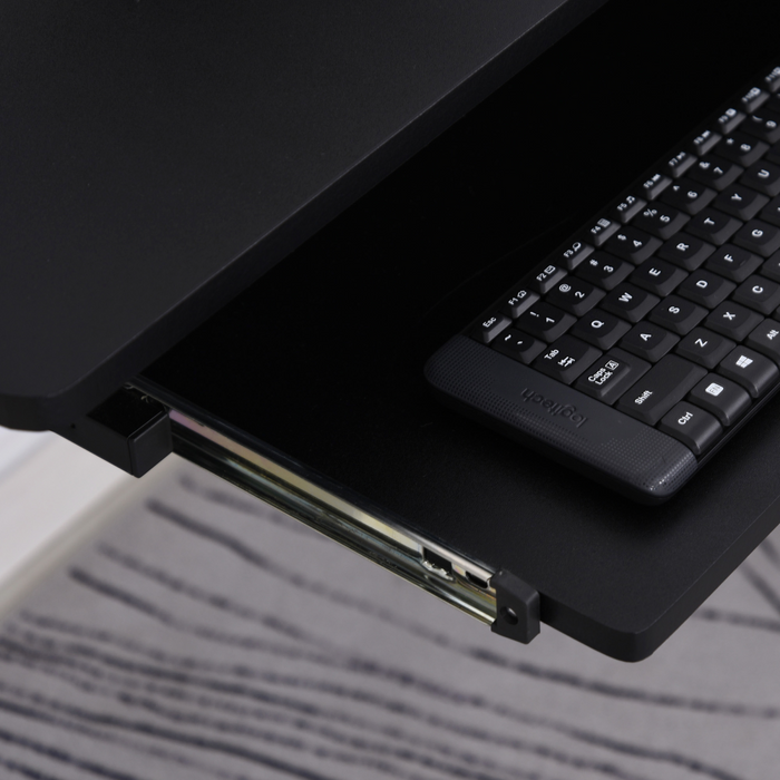 L-Shaped Corner Desk – Space-Saving Design with Keyboard Tray & Removable CPU Holder - Samanta Factory