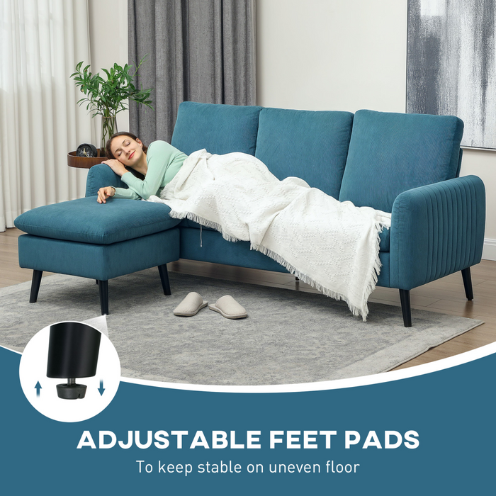 3-Seater Corduroy Sofa – Modular Chaise Lounge with Adjustable Legs & Plush Foam Comfort - Samanta Factory