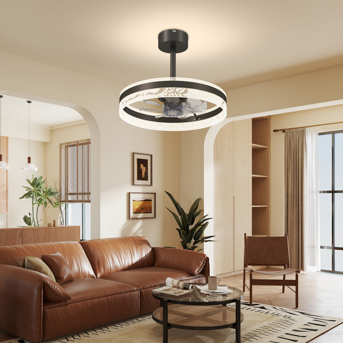 Modern LED Ceiling Fan with Remote – 6-Speed, Reversible Motor & Adjustable Light Modes - Samanta Factory