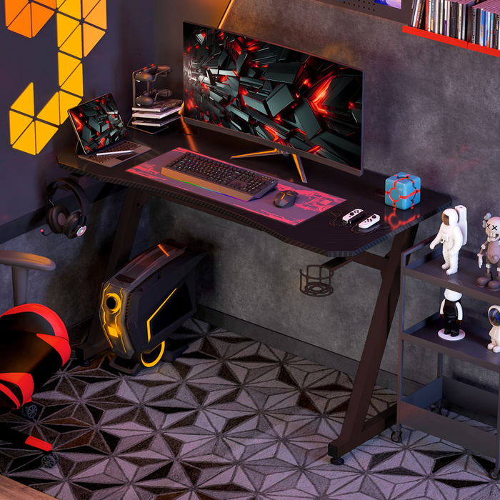 Gaming Desk Steel Frame – Z-Shape Base with Cup & Headphone Holder - Samanta Factory