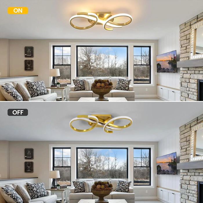 Modern Ceiling Light – 36W Gold Surface-Mounted Fixture with Warm White LED - Samanta Factory