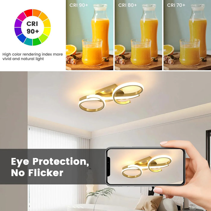 Modern Ceiling Light – 36W Gold Surface-Mounted Fixture with Warm White LED - Samanta Factory