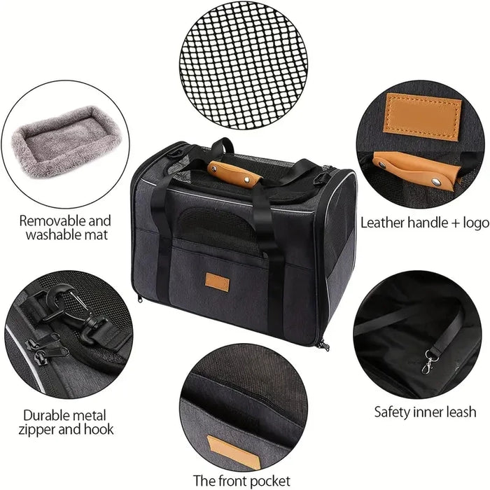Airline-Approved Pet Carrier Bag – Breathable & Safe Travel Crate for Small Pets - Samanta Factory