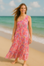 Floral Print Shirred One Shoulder Maxi Dress - Samanta Factory