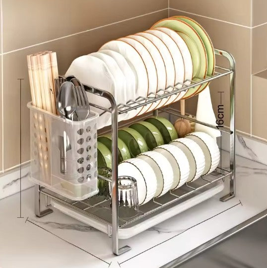 2-Tier Dish Drainer – Rust-Proof & Space-Saving Design - Samanta Factory