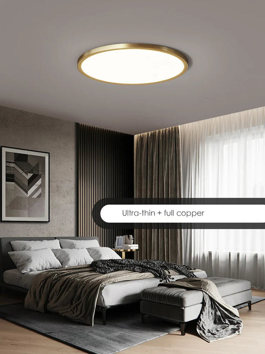 LED Ceiling Light – Modern Polished Copper Design for Bedrooms