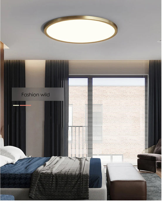 LED Ceiling Light – Modern Polished Copper Design for Bedrooms