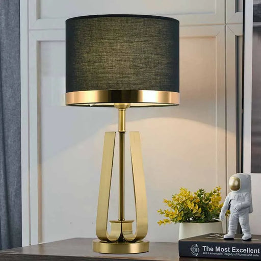 Elegant postmodern desk lamp with iron body and fabric shade for bedroom, living room, or study