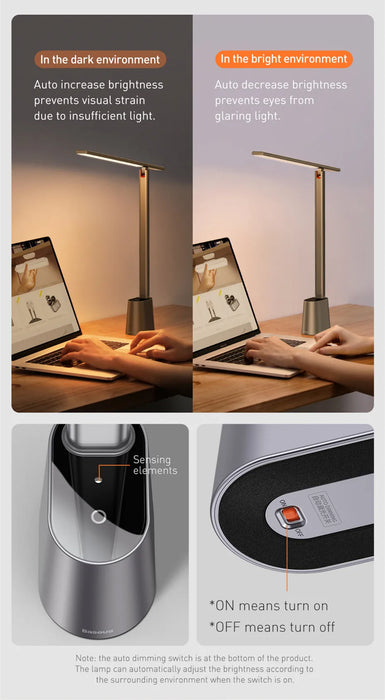 Rechargeable Folding Desk Lamp – Smart Full-Spectrum LED with Auto Dimming