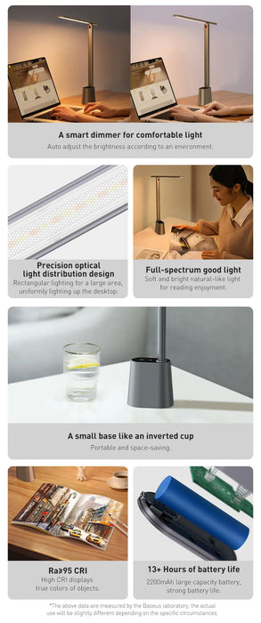 Rechargeable Folding Desk Lamp – Smart Full-Spectrum LED with Auto Dimming