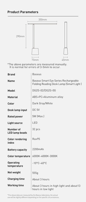 Rechargeable Folding Desk Lamp – Smart Full-Spectrum LED with Auto Dimming