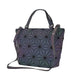 Shimmering PU Fold-Over Shoulder Bag – Futuristic Geometric Design for Women - Samanta Factory
