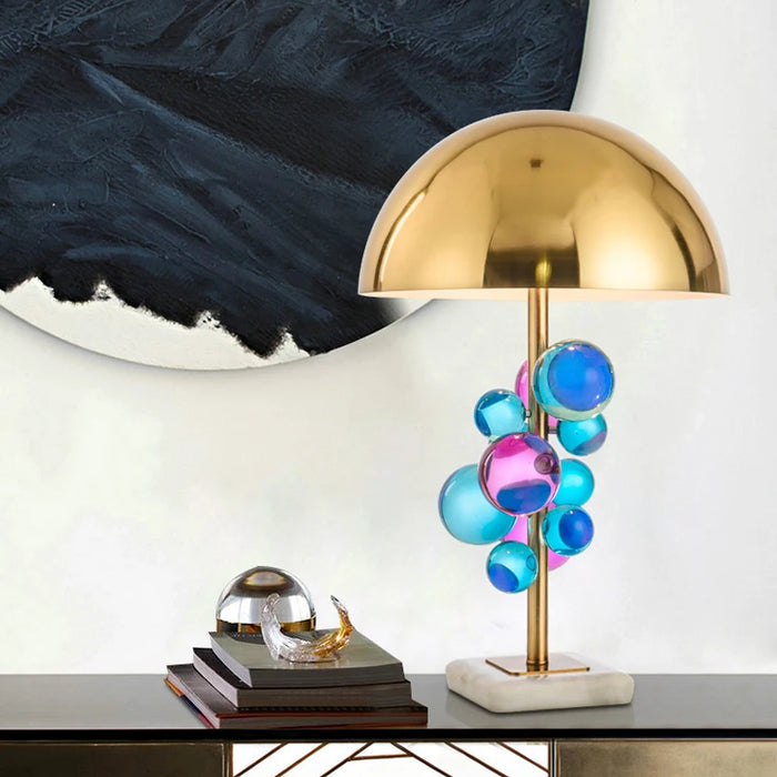 Art Deco Mushroom Lamp – Colourful Glass Globe Design for Table & Floor Lighting