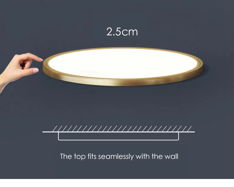 LED Ceiling Light – Modern Polished Copper Design for Bedrooms