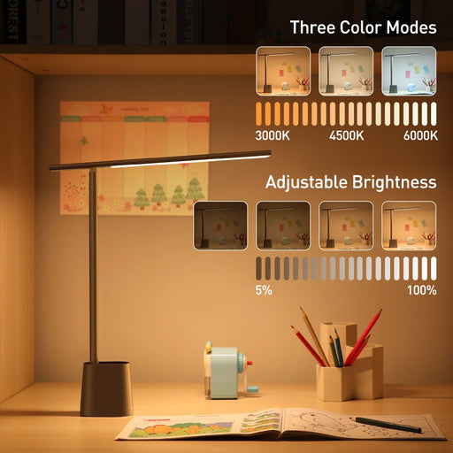Baseus smart rechargeable folding desk lamp with full-spectrum LED and touch control
