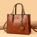 Women’s Leather Handbag – Vintage Casual Tote with Zipper & Hasp Closure - Samanta Factory