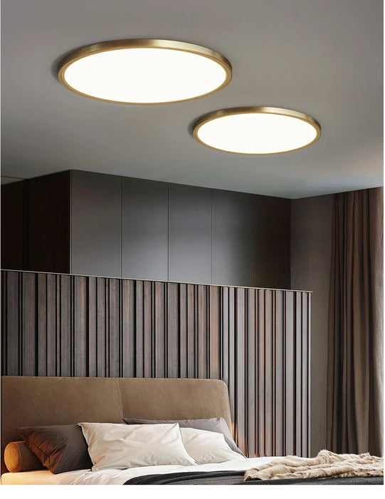 LED Ceiling Light – Modern Polished Copper Design for Bedrooms