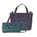 Shimmering PU Fold-Over Shoulder Bag – Futuristic Geometric Design for Women - Samanta Factory
