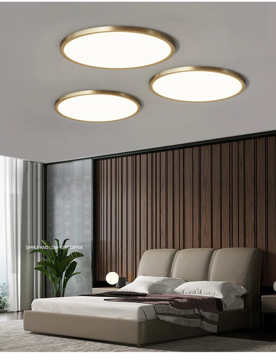 LED Ceiling Light – Modern Polished Copper Design for Bedrooms