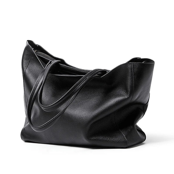 Genuine Leather Casual Tote – Soft, Versatile Design for Women - Samanta Factory