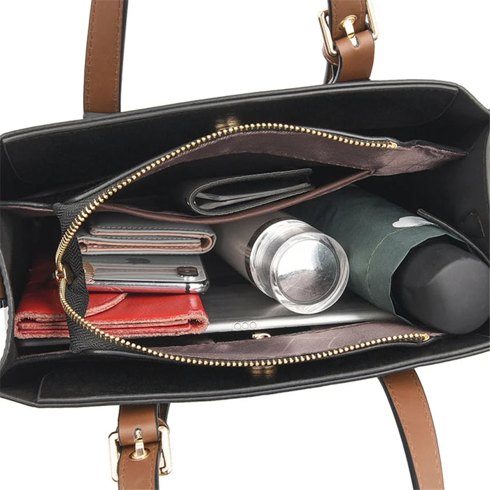 Women’s Leather Handbag – Vintage Casual Tote with Zipper & Hasp Closure - Samanta Factory