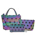 Shimmering PU Fold-Over Shoulder Bag – Futuristic Geometric Design for Women - Samanta Factory