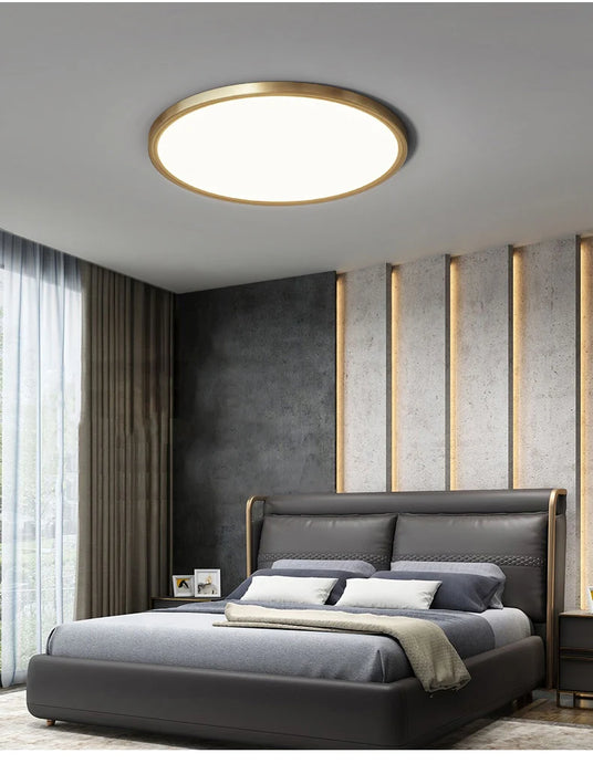 LED Ceiling Light – Modern Polished Copper Design for Bedrooms