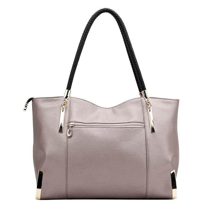 Leather Tote Bag – Soft Casual Shoulder Handbag for Women - Samanta Factory