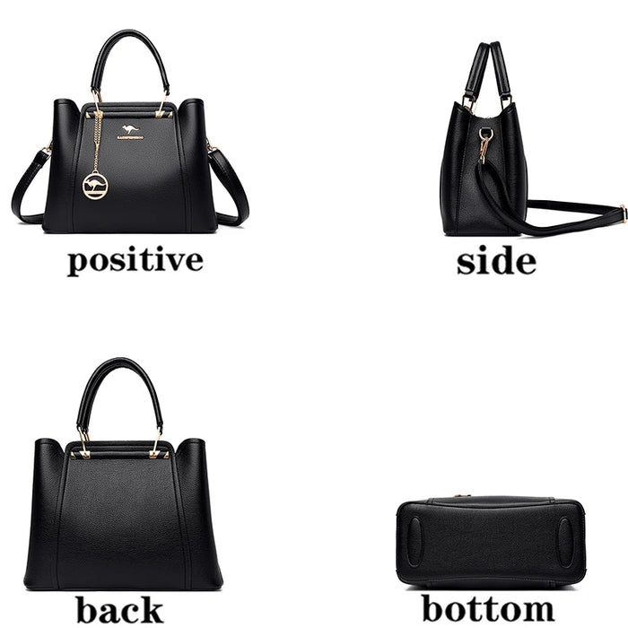 Women’s Shoulder Bag – Soft Leather Tote with Tassel Pendant - Samanta Factory