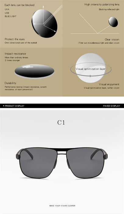 Myopia Reading Glasses for Men – Custom Prescription Alloy Frame with Polarized Lenses - Samanta Factory