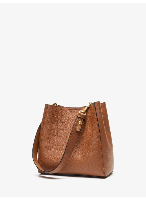 Women’s Genuine Leather Bucket Bag – Soft Cowhide Shoulder Handbag - Samanta Factory